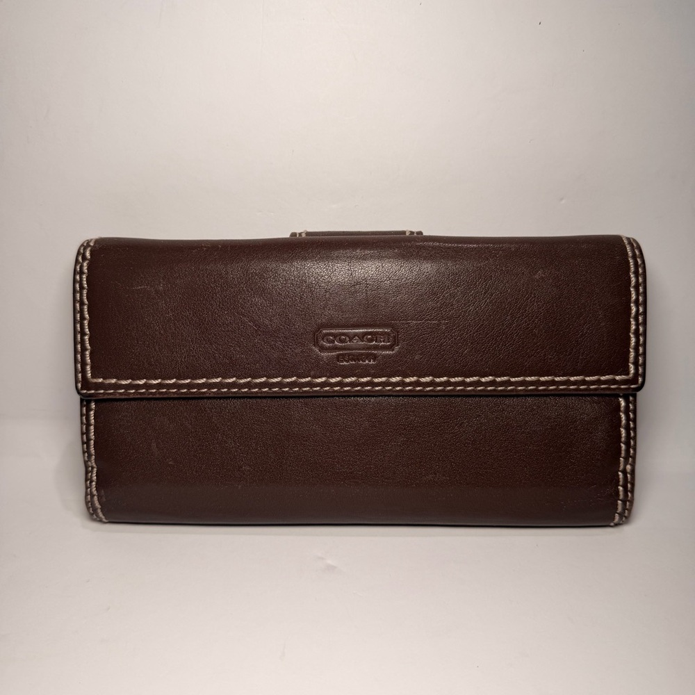 Coach Dark Brown Leather Clutch